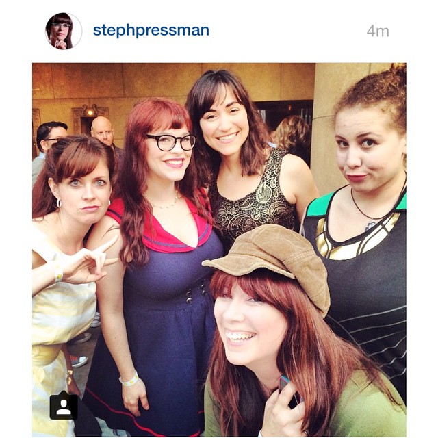 Heidi Honeycutt, Stephanie Pressman, America Young, Anastasia Washington, and Leah Cevoli having a blast at Etheria Film Night 2015